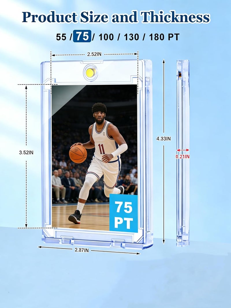 YZtree 75 pt One Touch Card Holder: 50ct Magnetic Card Cases for Trading Cards, U-V Protection Hard Cards Sleeves Case for Sports Game Cards, Football, Baseball - Image 2